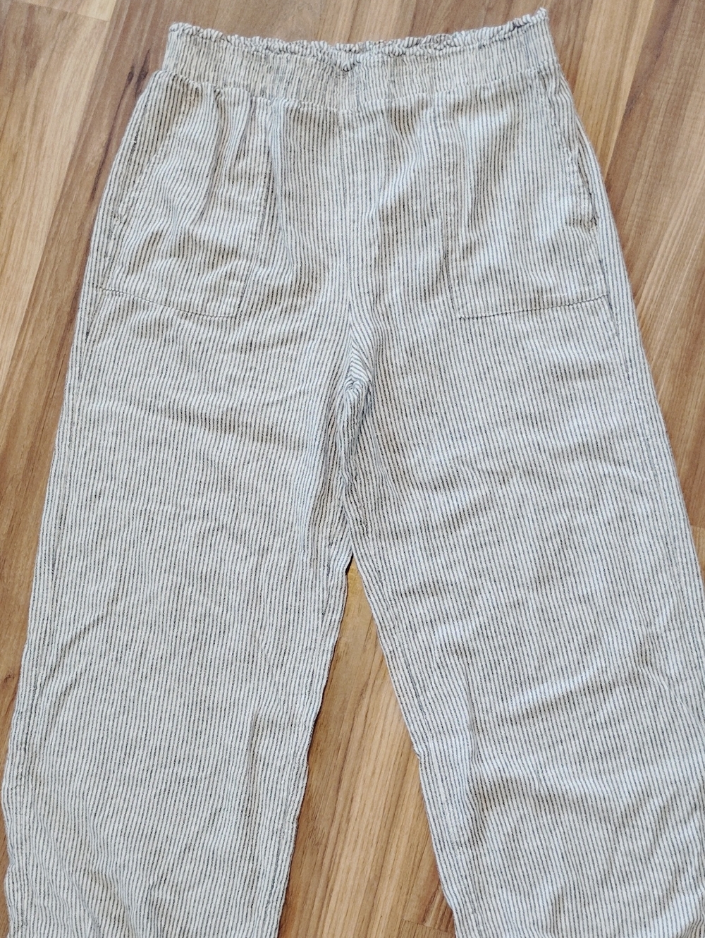 Light Gray Striped Casual Wide Leg Pants